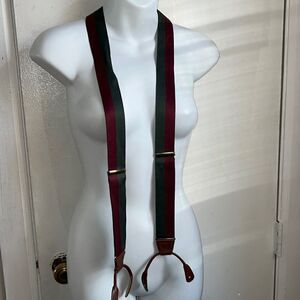 Maroon, Green and Tan Nylon Braces/Suspenders